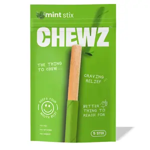 CHEWZ Mint Flavored Chew Stix – Natural, Sugar-Free, Zero Calorie, Fresh Breath, 5 Pack
