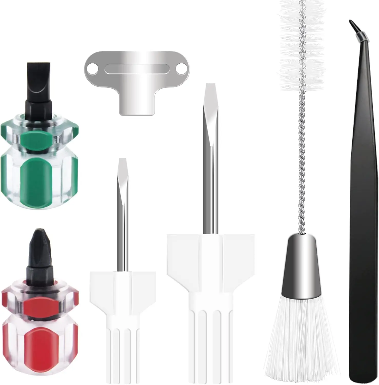 7 count Sewing Machine Cleaning Kit Include Tweezers Double Ended Fluff Brush  Board  and 4 Short Screwdrivers, Sewing Machine Repair Tool