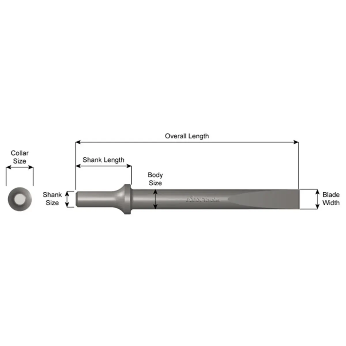 AJAX Tools AJX-A960 Flat Chisel Hand Tool, Hardened Steel with 0.6 in. Wide Blade, JP SK Model, .401 Shank Compatible, Hand Tools