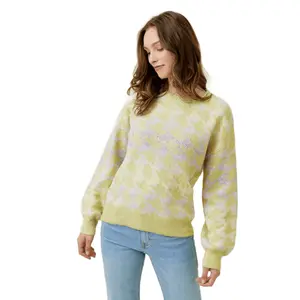 Houndstooth Print Multicolored Spring Sweater