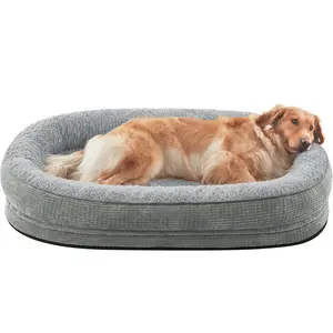 Orthopedic Dog Bed for Large Breeds, XL Egg-Crate Memory Foam Pet Couch with Bolstered Sides, Waterproof Lining, Removable Washable Cover and Non-Slip Bottom, Grey