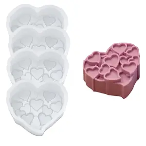 4Pcs,4-Inch Multi-Layer Heart Mold, Perfect for Valentine's Day, Ideal for Cakes, Chocolate, Mousse, Essential for Baking Enthusiasts