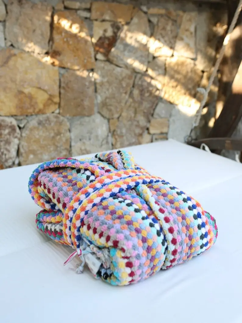 Unique Cotton Pockets Bathrobe, Bubble Handwoven Robe, Turkish Towel, Personalized Gift, Thick Bathrobe