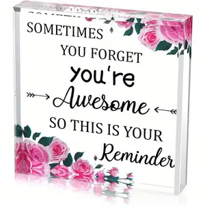 Inspirational Gift for Women Sometimes You Forget You're Awesome So This Is Your Reminder Thank You Gift Keepsake and Paperweight for Coworker Friends Mom Daughter Son