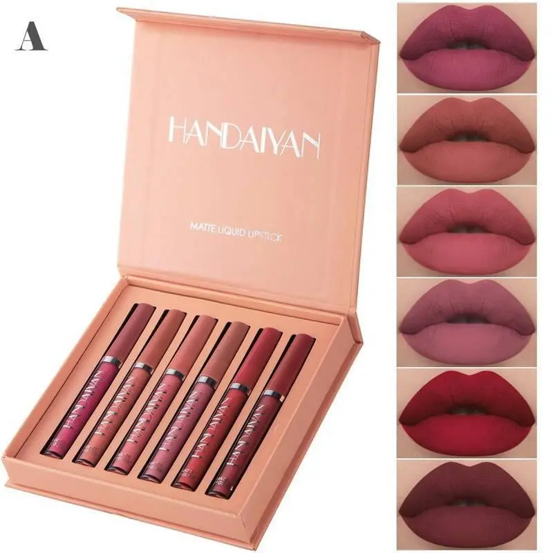 6 Counts Waterproof Long-Lasting Matte Lipstick Set Easily Tinted and Moisturizing Lipsticks Suitable for All Occasions Lip Makeup Matte Lip Gloss Lipstick Pearls Girls and Women Makeup Accessories Cosmetic Glossy
