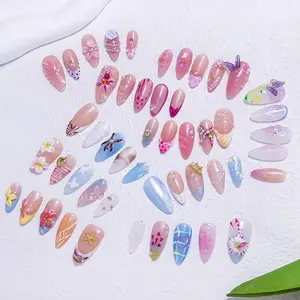 Delicate Thing Y2K Style Nail Set, Handmade Press On Almond Shape Nails, 4 Sizes XS S M L, Ocean Theme, Perfect Gift for Women