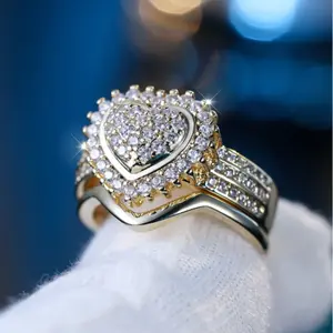 Classic Heart-Shaped Diamond Ring for Women – Elegant Palace Style Wedding Jewelry, Ideal Gift for Wife or Daughter tearstone daily