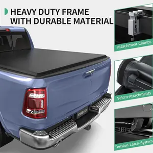 Soft Roll-Up Tonneau Cover Fit for 2002-2024 Dodge Ram 1500 (Classic), 2002-2025 2500/3500, Fleetside 6.4 Ft Bed (No Ram Box)