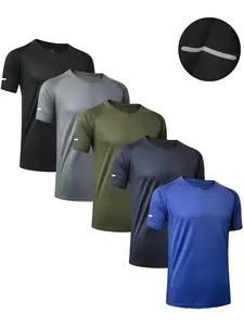 5 Pack Running Top Men's Casual Short Workout Plain Gym Moisture Wicking Active Athletic Short Sleeve T-Shirts