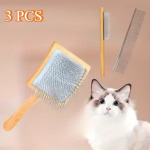 3PCS Large Dog Brush for Medium or Long Haired Dogs, Pet Hair Comb, Long Pin Slicker Brush Comb for Removes Loose Hair, Tangles and Knots, Pet Grooming Brush for Small Animals,Pet Comb