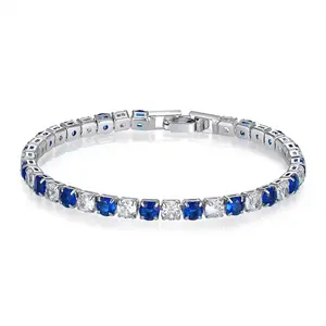 Floating White Sapphire Tennis Bracelet - Silver-Tone Costume Jewelry with Elegant Design, Blue Stones, Beautiful Bracelets for Enthusiasts