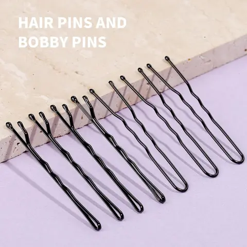 【NOT FOR SALE】Women's Wave-Shape Bun Wig Clips - U-Shape Double-Coated Durable Metal Pins, Round Ball Design, Avoid Sliding Off, Fits All Hair Types, Random Colors/Quantities/Styles, Colorful Accessories