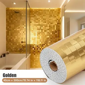 3D Mosaic Wallpaper Roll, Self-Adhesive PVC Material, Textured Relief Effect, Ideal for Kitchen, Bathroom, Living Room Decor