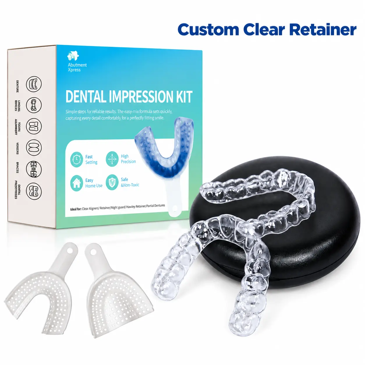 AbutmentXpress Clear Teeth Retainer Upper & Lower - BPA-Free Precision-Fit, Slim Durable Replacement, Nearly Invisible forAdults & Teens, Retention After Braces, Day/Night Wear