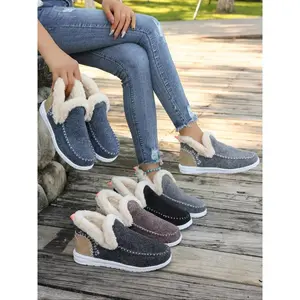 Women's Winter One-Step Slip-On Fur Lined Warm Single Shoe, Slip On Shoes, Casual Fashion Footwear for Cold Weather, Comfortable and Stylish Design