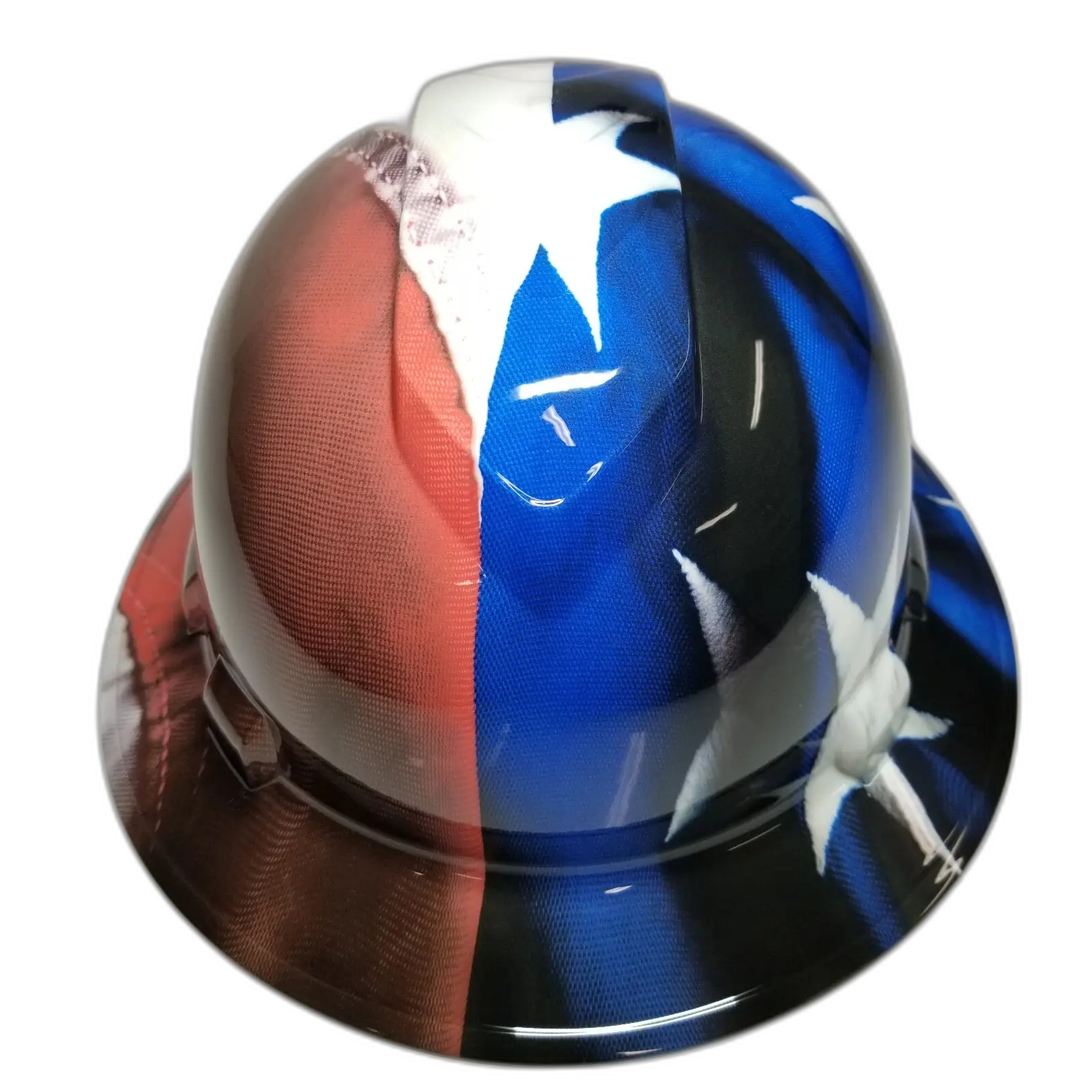 Embroidered American Flag Look - Custom Hydro Dipped Full Brim Hard Hat