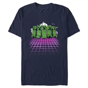 Men's Minecraft Creeper Holographic Grid Floor T-Shirt