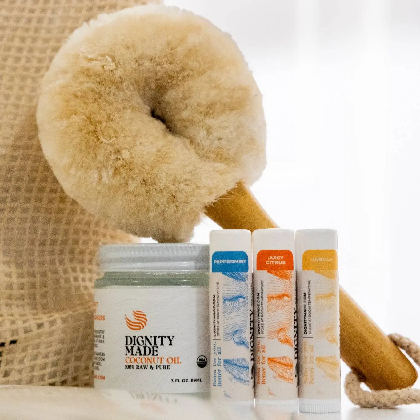 Clean Beauty Kit: Dry Body Brush, Raw Coconut Oil, Vegan Lip Balms Body Care Comfort