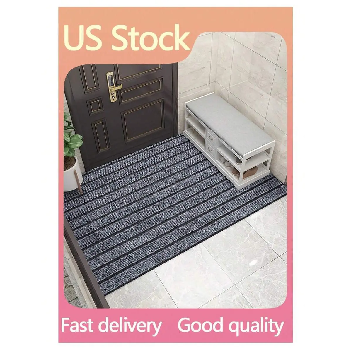 1pc Simple Stripe Door Mat Slip-Proof & Durable Entry Mat  5-Second Dust Clean  Eco Rubber Material Home First Impression Essential