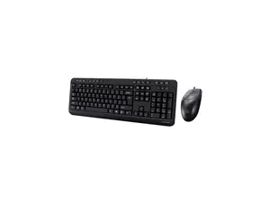 ADESSO AKB-132CB Black 104-key US Layout Normal Keys USB Wired Standard Antimicrobial Multimedia Desktop Keyboard and Mouse