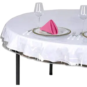 Clear Plastic Tablecloth Protector, Round Table Cloth Vinyl (70" Round)