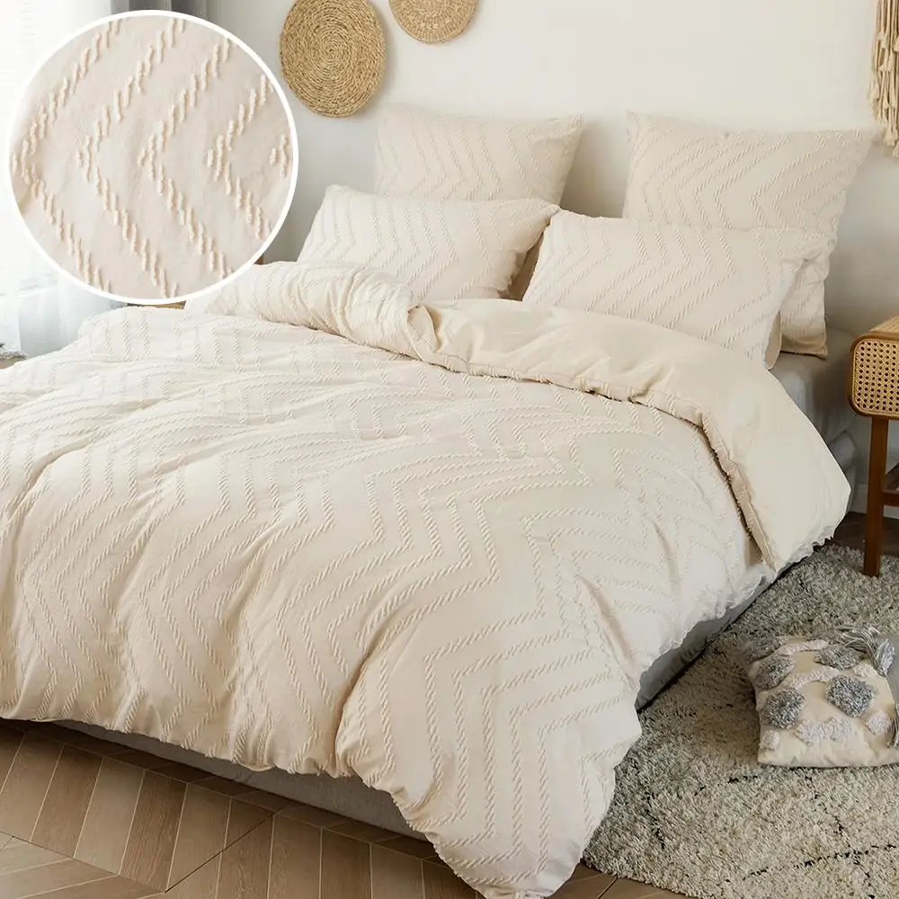 Soft Comfortable Bedding Set, 3 Counts/set Including 1 Count Wavy Print Duvet Cover & 2 Counts Pillowcases without Filler, Modern-Style Bed Sheet Bed