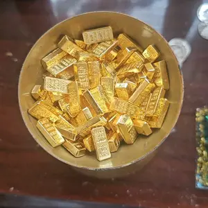 Mini Alloy Golden Bars, 100pcs/set Glamorous Metal Statuettes for Wealth & Prosperity Decor, Home & Office Decoration Lucky Charms, Ideal for St. Patrick's Day, Easter, Ramadan Gifts, Feng Shui Ornaments