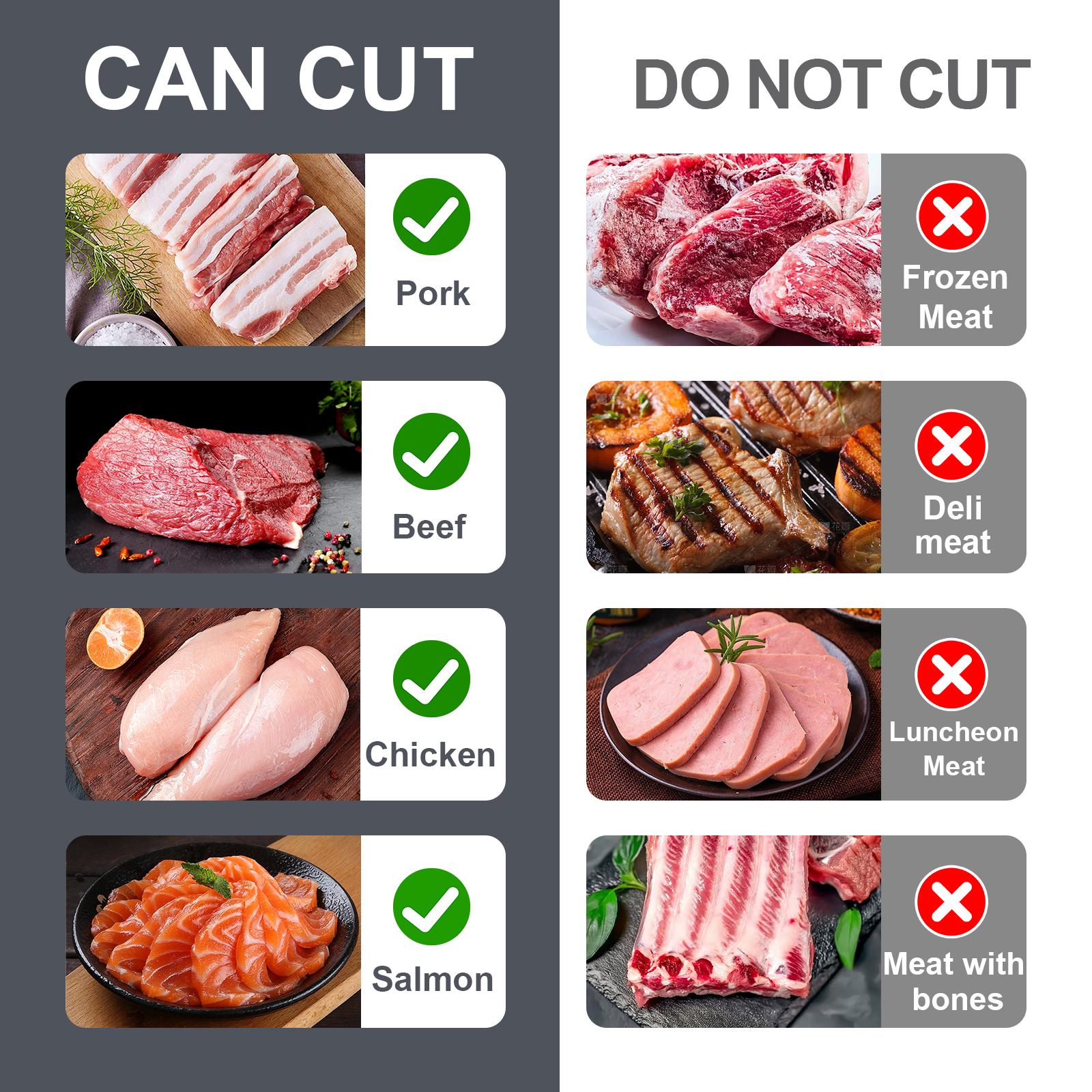 【ONCE FOR ALL】Manual Meat Slicer for Fresh Raw Meat (with Steady Grip), Meal Prep for the Week, Adjustable Thickness 2mm or 4mm, 17 Blades get 18 Fresh Meat Slicer, Meat Cleavers can be Sliced, Striped, Diced -Gray Fruit Chopping Appliance Kitchen Utensil