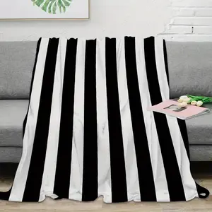 Striped Black and White Blanket Portable Warm Blanket Bed Home Decor Sofa Blanket
