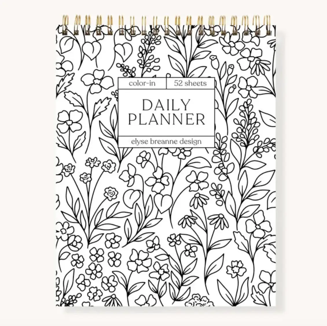 Color-In Spiral Daily Planner Notepad with Top Spiral and Coloring Page Border