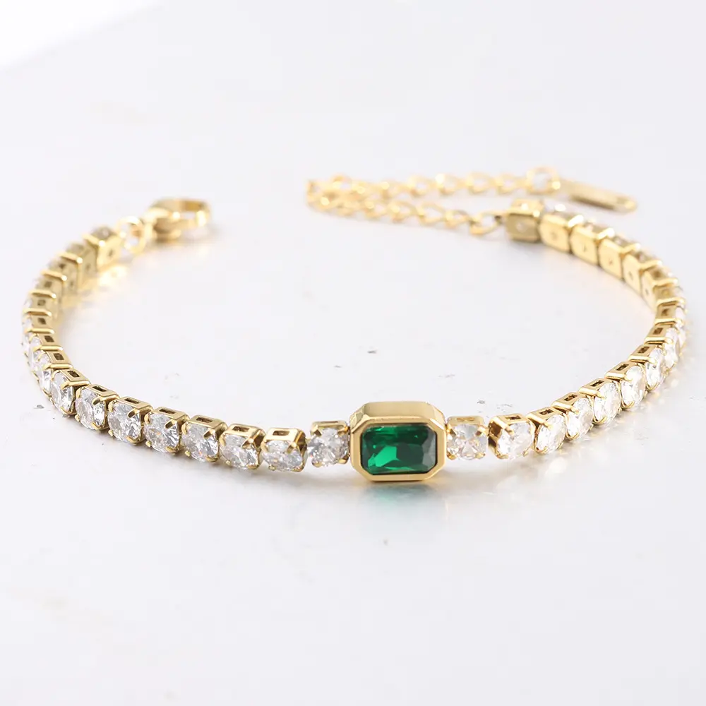 14K Gold Plated Colorful Tennis Bracelets for Women - Trendy Tennis Bracelet with Colored Cubic Zirconia - Hypoallergenic Jewelry Gifts elegant minimalist bangle high quality everyday jewelry adjustment tool modern fashion accessory cross design luxury cz