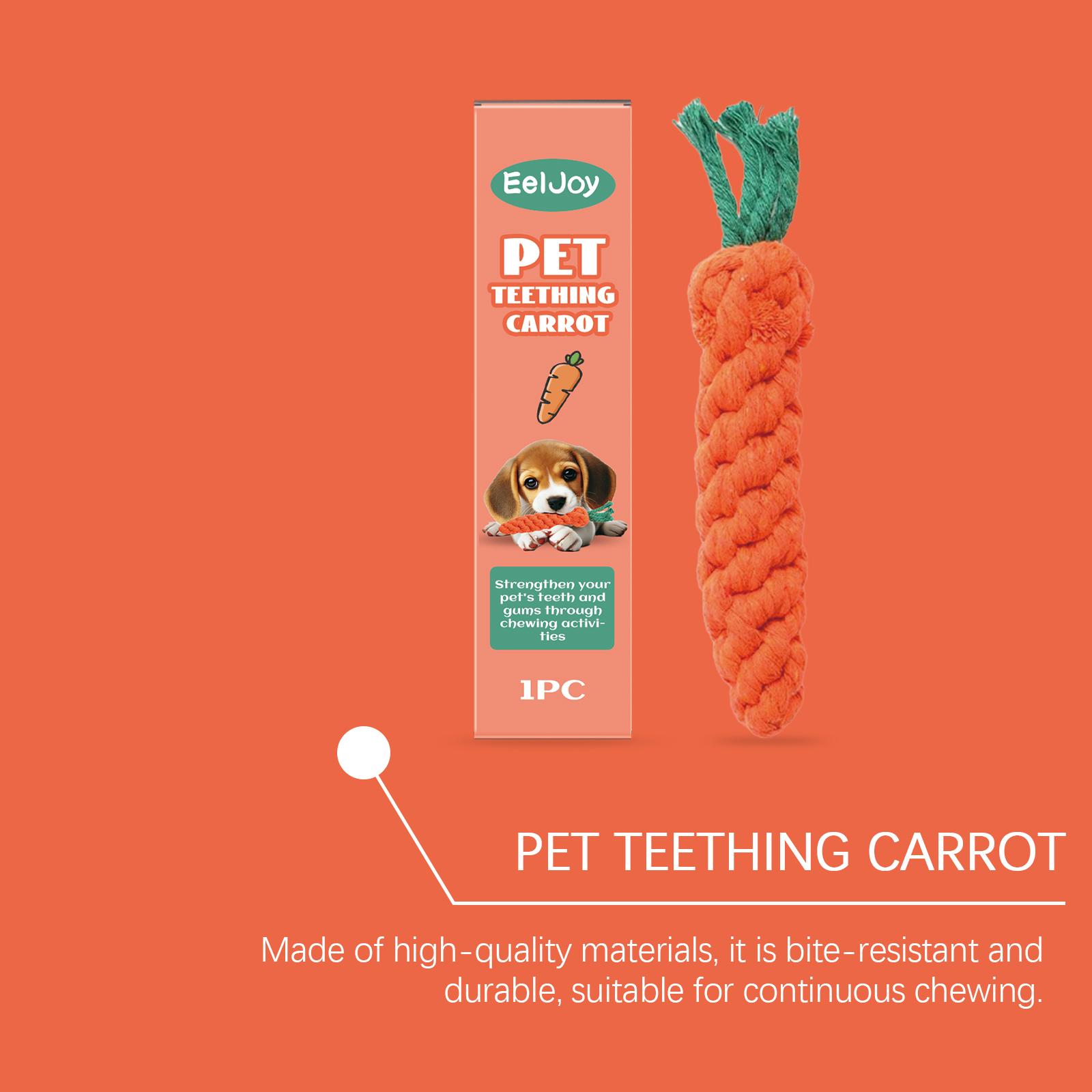 2-Pack EelJoy Pet Teething Carrots Cute Chewable Teethers for Dental Care and Bite Prevention