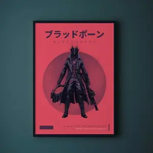 Bloodborne Hunter At Yharnam Premium Poster - Victorian Gothic Video Game Art - Unframed High-Definition Gamer Room Decor - Soulsborne Aesthetic Wall Art