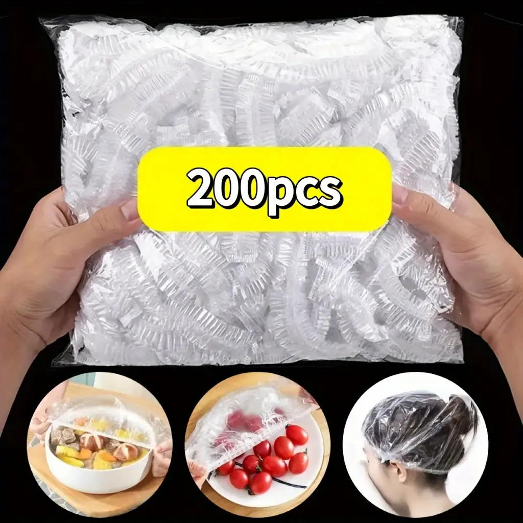 Plastic Disposable Food Covers, 200pcs Set - New Multicolor Design, Dustproof, Maintains Fruits and Vegetables Freshness, Essential for Home Kitchens, Picnics, Ideal Home Supplies Gift for Birthdays