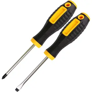 4 Inch  Set Phillips and Slotted, 2 Pack  Screwdrivers Set Flat     Cushion-Grip Handles Non-Slip Screwdrivers