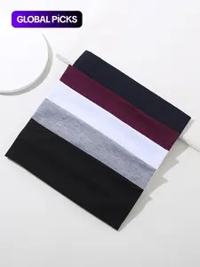 5counts Solid Color Headband, Casual Wide Elastic Hair Band For Women & Men, Basic Simple Hair Accessories For Daily Wear, Elastic Headbands