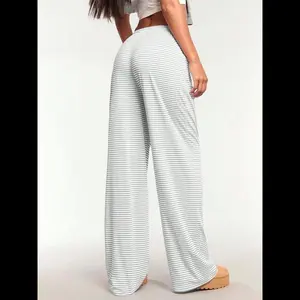 Women's striped printed drawstring waist bag? Pants, casual and comfortable pants, autumn women’s underwear, women’s wedding dress, loose oversized