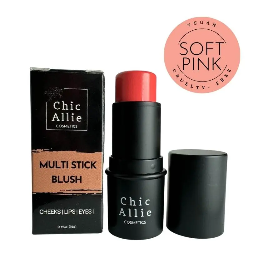 Chic Allie Multi Stick Blush Soft Pink, Waterproof, Vegan, Creamy for Cheeks, Eyes, and Lips Makeup Powder cream shop