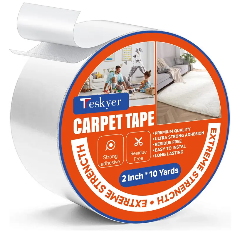 Carpet Tape, Double Sided Carpet Tape, Strong Adhesive Carpet Tape for Hardwood Floor & Area Carpet, Removable Sticker Tape