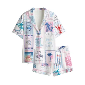 Beach Pajama Set Women, Coastal Pajamas Women, Patchwork Pajamas Women, Vacation Pajamas Women, Pajama Set Women, Summer Pajamas Women Gift