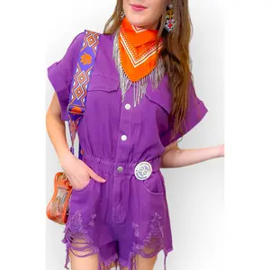 Orange Rhinestone Fringe Bandana Scarf