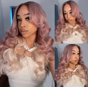 Megalook 13x6 Three-Go Ombre Strawberry Blonde Glueless Wigs Body Wave with Drawstring 100% Human Hair Wig