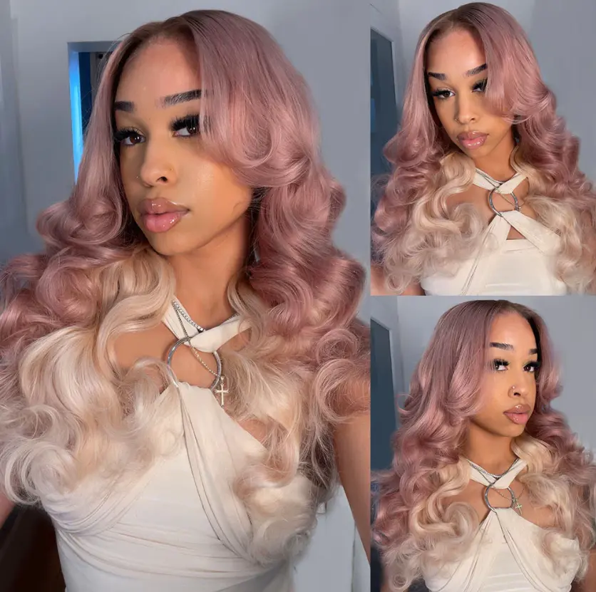 Megalook 6x5 Three-Go Ombre Strawberry Blonde Glueless Wigs Body Wave with Drawstring 100% Human Hair Wig