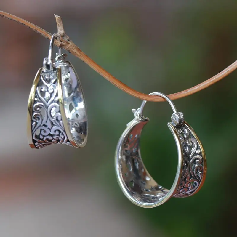Handmade Silvery Color Hoop Earrings