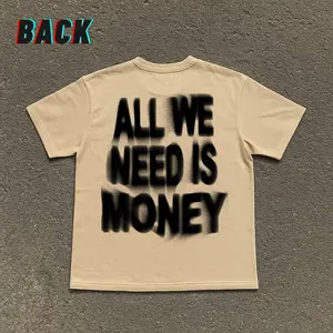 All We Need is Money Y2k Graphic Tees, Spray Paint Money Quote T-Shirt, Graffiti Stencil Typography Graphic Tee, Retro Punk Aesthetic Streetwear Shirt with Money Quote, Casual Cotton Streetwear Tee, Unisex Streetwear Graphic T-Shirt