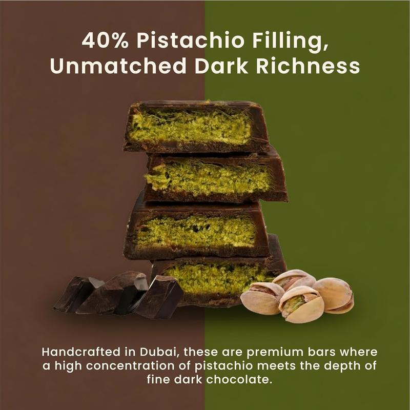 NEW - Rah Dark Dubai Chocolate Bar Pistachio, 3.5oz - 100g, Gourmet Chocolate Bar  Dubai Dark Chocolate Bar Pistachio  Crunchiest Kataifi Delight Perfect for Sharing