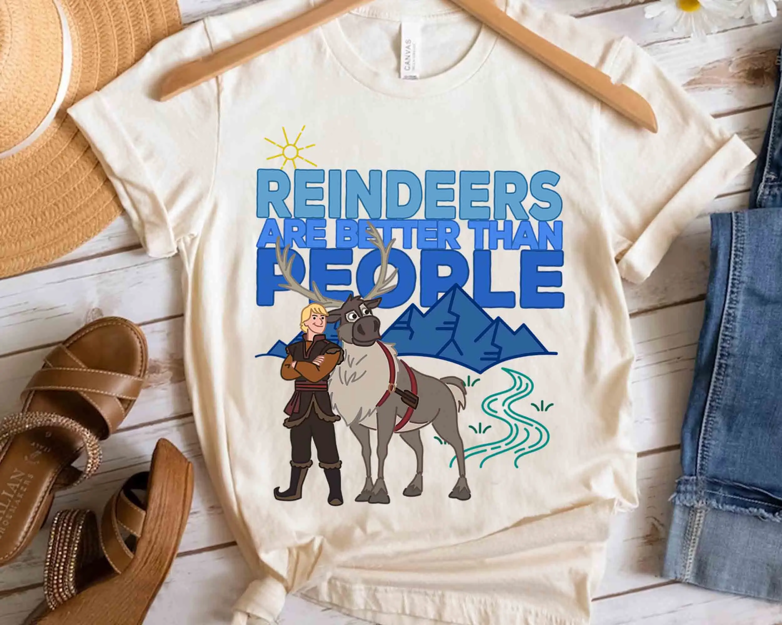D.ney Frozen Group Shot Reindeer Are Better Than People Shirt Wdw Magic Kingdom Unisex T-shirt Family Birthday Gift Adult Kid Toddler Tee