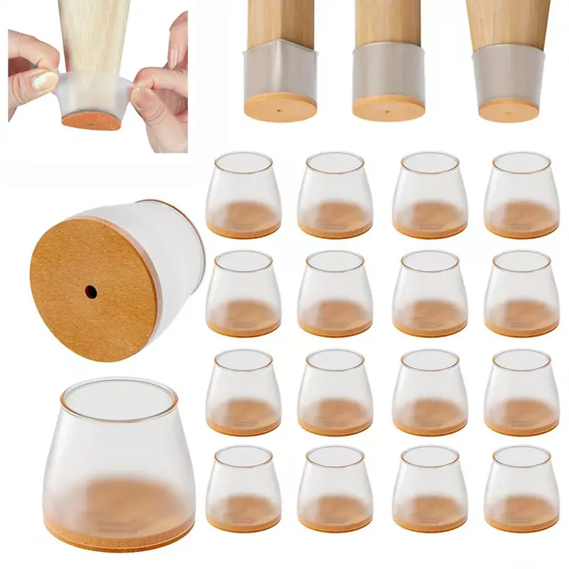 Summervibes Chair Leg Floor Protectors for Hardwood Floors, Silicone Chair Feet Caps to Protect Tile Floors, Felt Pads Furniture Leg Covers from Scratches and Noise (Clear, Large Fit: 32–49mm) Hardware Home