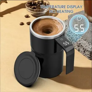 Smart Coffee Cup with Lid, Temperature Display and Auto-Stirring, USB Rechargeable Stirring Mug, Suitable for Coffee, Tea, Hot Chocolate, Exquisite Gift.
