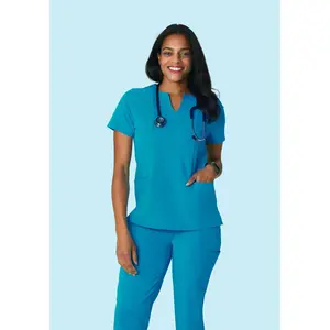 5 Pocket Notch Neck Top Azure